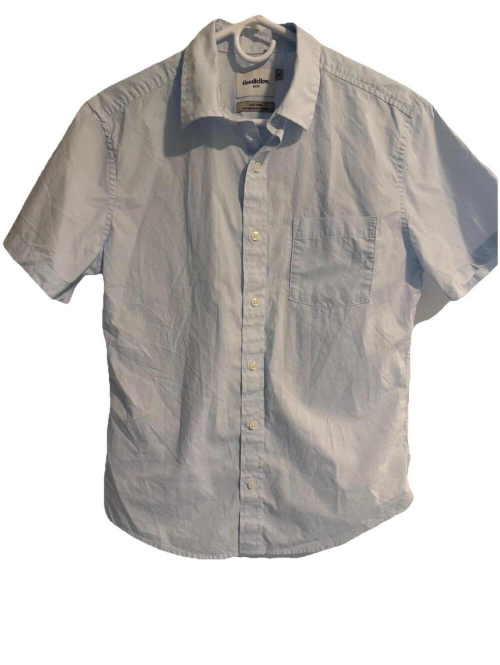 Goodfellow & Co Mens Blue Short Sleeve Button Up Shirt Size medium Slim Cotton